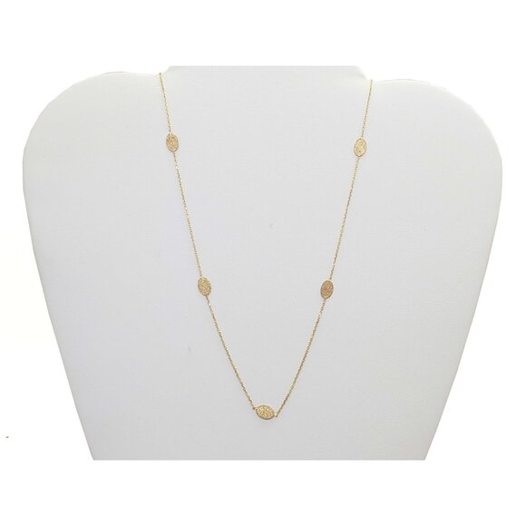 Golden Clef Italian Dia-Cut Station Necklace 14k Gold 18" Long - Picture 1 of 5